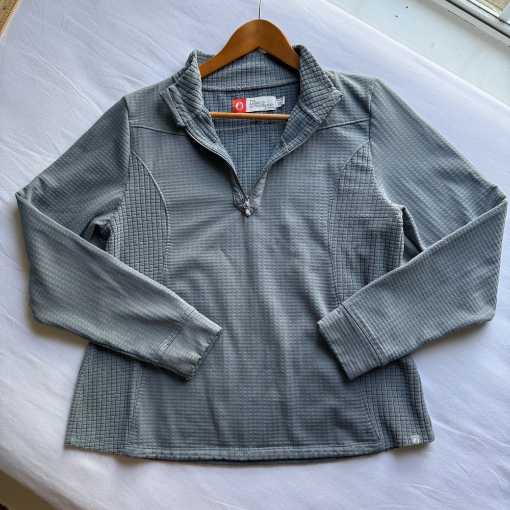 The American Outdoorsman Gray Waffle Grid Quarter Zip Pullover Womens XL
